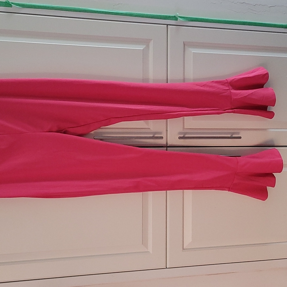 New XL Cha Cha Flounce Hot Pink Barbie Stretch Pull On Pants Dance Party Sexy